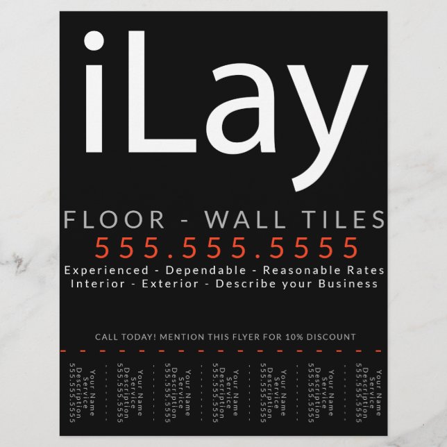 iLay. Wall Floor Tiling Tiler Renovation Tearsheet Flyer (Front)