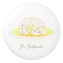 Île Flottante watercolor Ceramic Knob