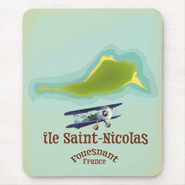 île Saint-Nicolas Fouesnant France map Mouse Mat (Front)