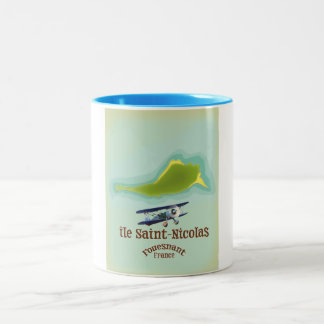 île Saint-Nicolas Fouesnant France map Two-Tone Coffee Mug