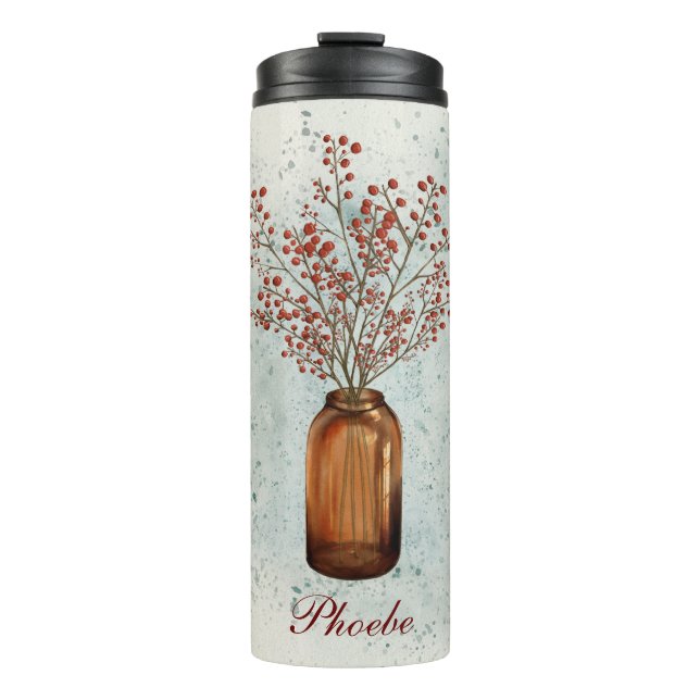 Ilex Berries in A Vase Thermal Tumbler (Front)
