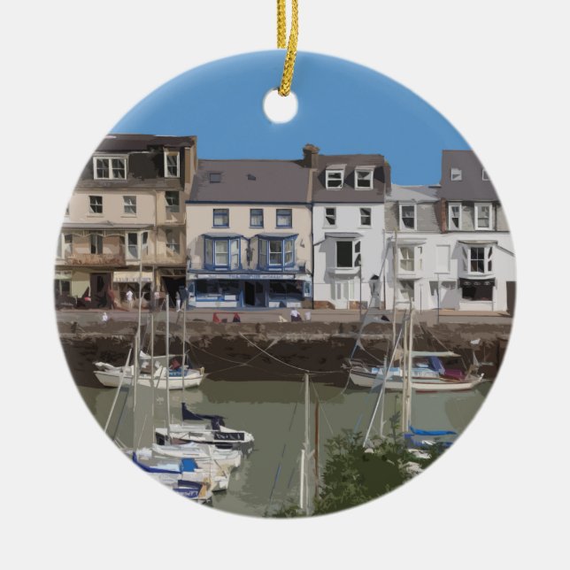 Ilfracombe harbour Devon UK Ceramic Tree Decoration (Front)