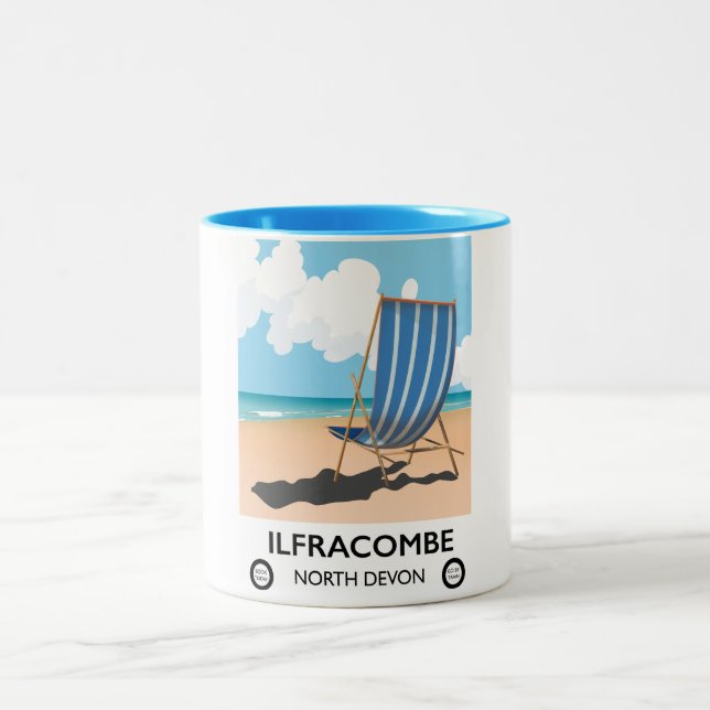 Ilfracombe North Devon travel poster Two-Tone Coffee Mug (Center)