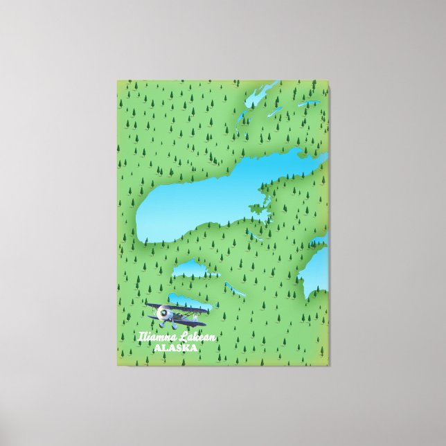 Iliamna Lake Alaska map Canvas Print (Front)
