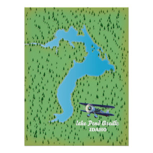 Iliamna Lake Alaska map Poster