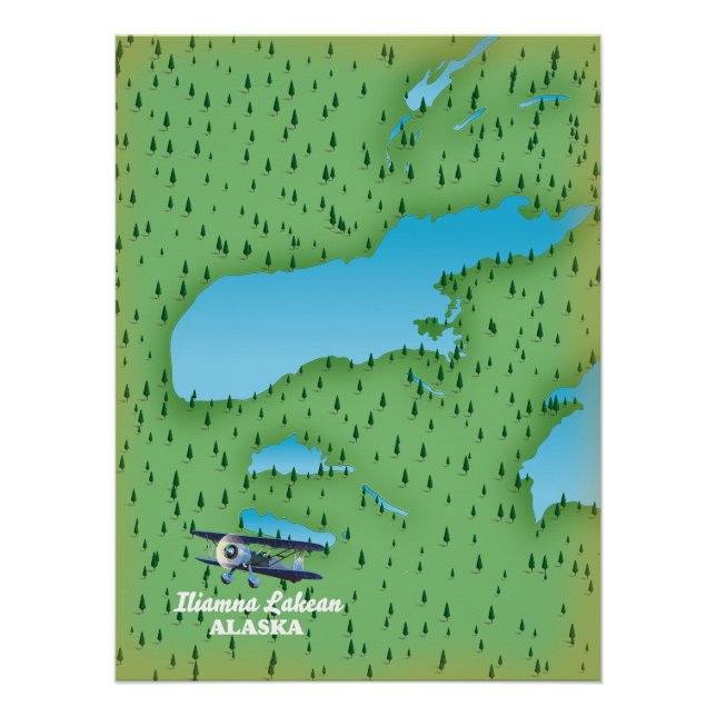 Iliamna Lake Alaska map Poster (Front)