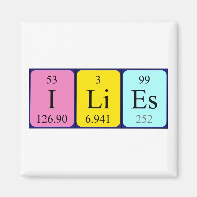Ilies periodic table name magnet (Front)