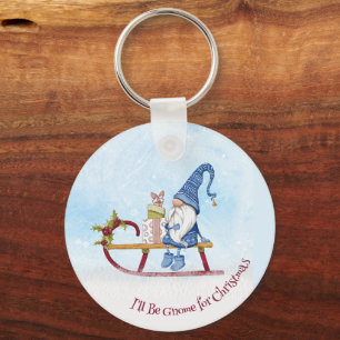 I'll Be Gnome for Christmas Punny Holiday Key Ring