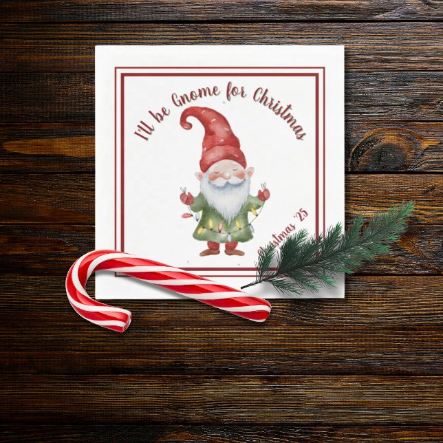 I'll be Gnome for Christmas Watercolor Colourful  Napkin (Creator Uploaded)