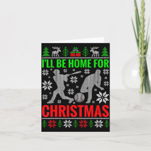 I'll Be Home For Christmas Baseball Funny Xmas  Card