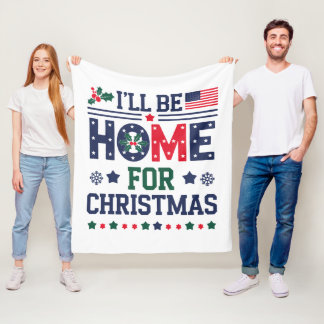 I'll Be Home for Christmas | Cosy Christmas Throw  Fleece Blanket