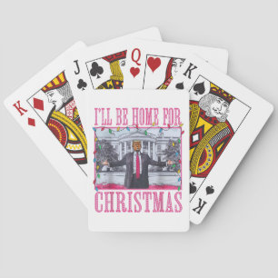 I'll Be Home For Christmas Funny Trump Santa Hat Playing Cards