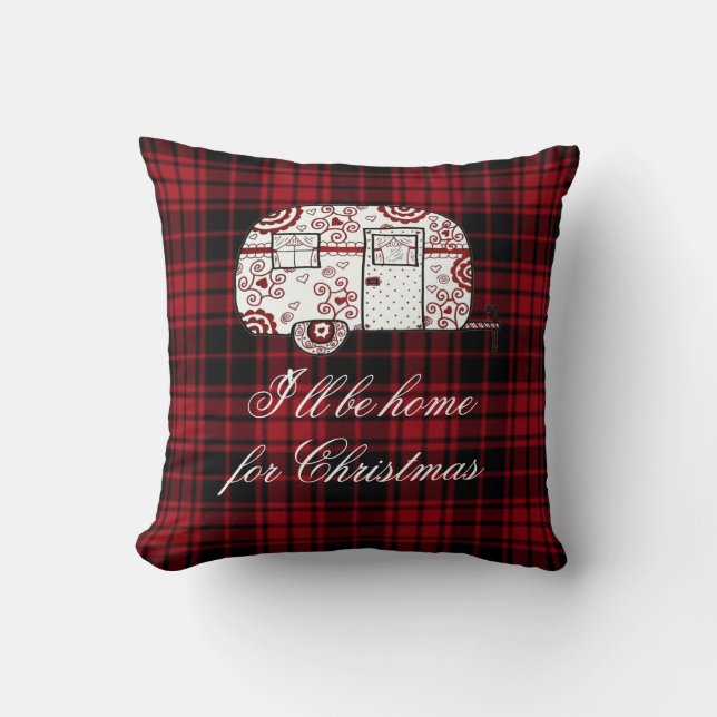 I'll be home for Christmas little camper Cushion (Front)