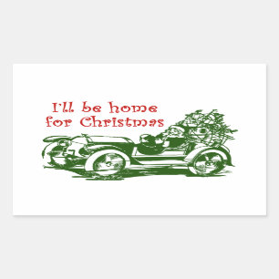 I'll Be Home For Christmas Rectangular Sticker