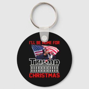 I'll Be Home For Christmas Santa Funny Trump Xmas Key Ring