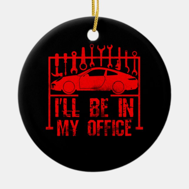 I'll Be In My Office Ceramic Tree Decoration (Front)
