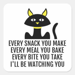 I'll Be Watching You Cute Cat Pun Square Sticker
