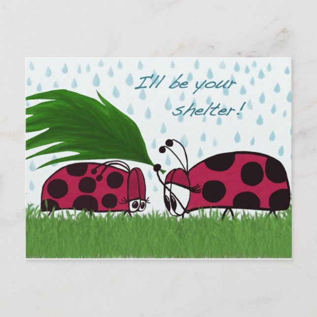 I'll Be Your Shelter Ladybug Illustration Postcard (Front)