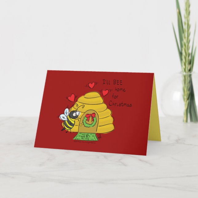 I'll Bee Home for Christmas Cute Holiday Card (Front)