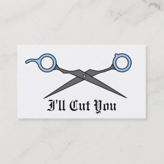 I'll Cut You (Blue Hair Cutting Scissors) Appointment Card