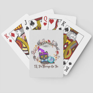 I'll Put Magic On You – Black Witch Cat Halloween Playing Cards