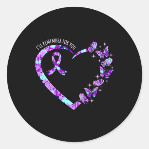 I'll Remember For You Alzheimer's Awareness Purple Classic Round Sticker