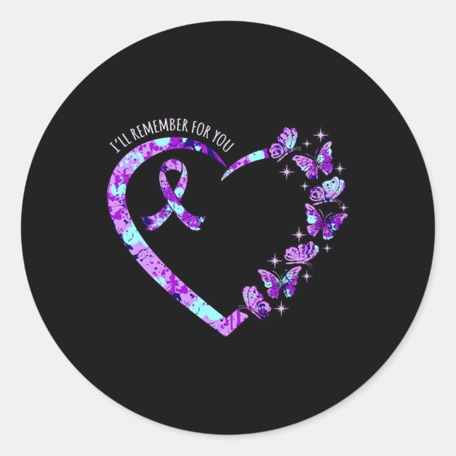 I'll Remember For You Alzheimer's Awareness Purple Classic Round Sticker (Front)