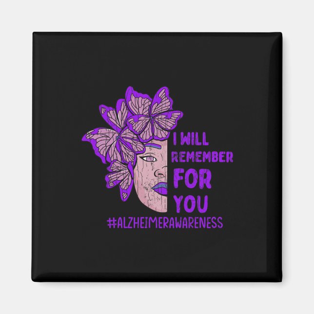 I'll Remember For You Butterfly Alzheimer Awarenes Magnet (Front)