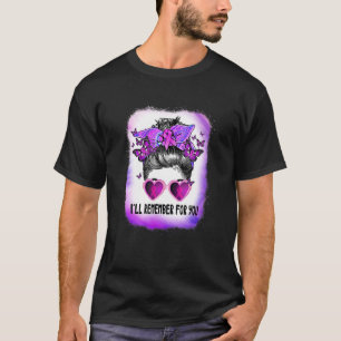 I'll Remember For You Messy Bun Alzheimer's Awaren T-Shirt
