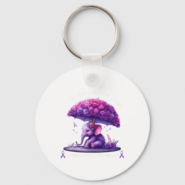 Ill Remember For You Purple Elephant Heimers Aware Key Ring (Front)