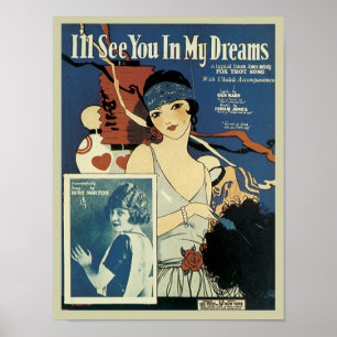 I'll See You In My Dreams Vintage Songbook Cover Poster