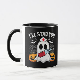 I'll Stab You Ghost Witch Taking Blood Halloween Mug