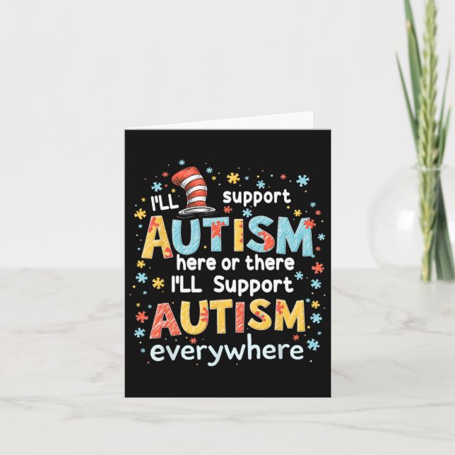 I'll Support Autism Awareness Everywhere Puzzle Pi Card (Front)