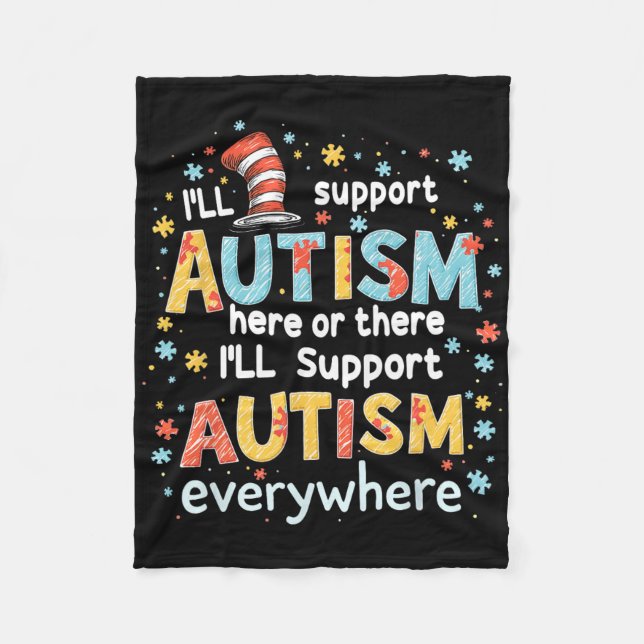 I'll Support Autism Awareness Everywhere Puzzle Pi Fleece Blanket (Front)