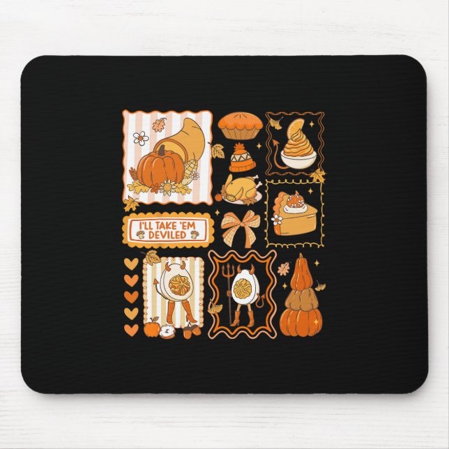 I'll Take em Deviled Eggs Preppy Thanksgiving Wome Mouse Mat (Front)