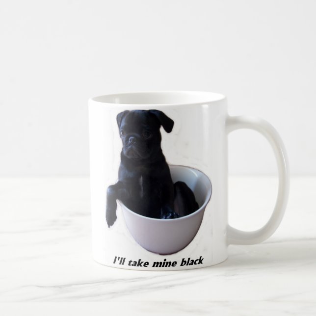 I'll take mine black - Black Pug Mug (Right)