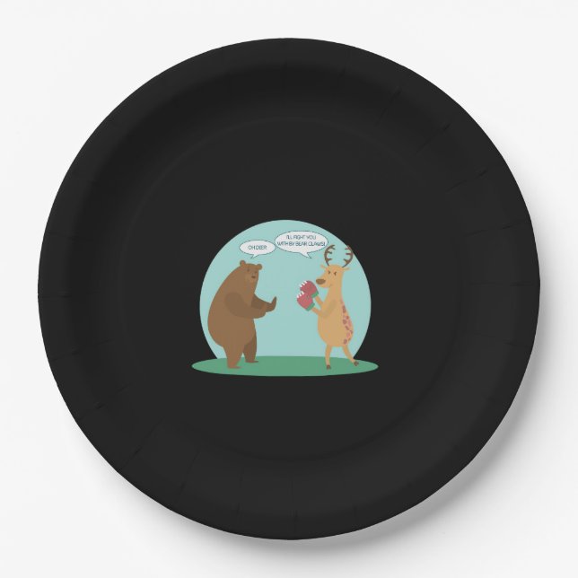 I'll With My Bear Hands Oh Deer Funny Creative Sty Paper Plate (Front)