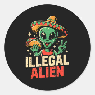 Illegal alien classic round sticker