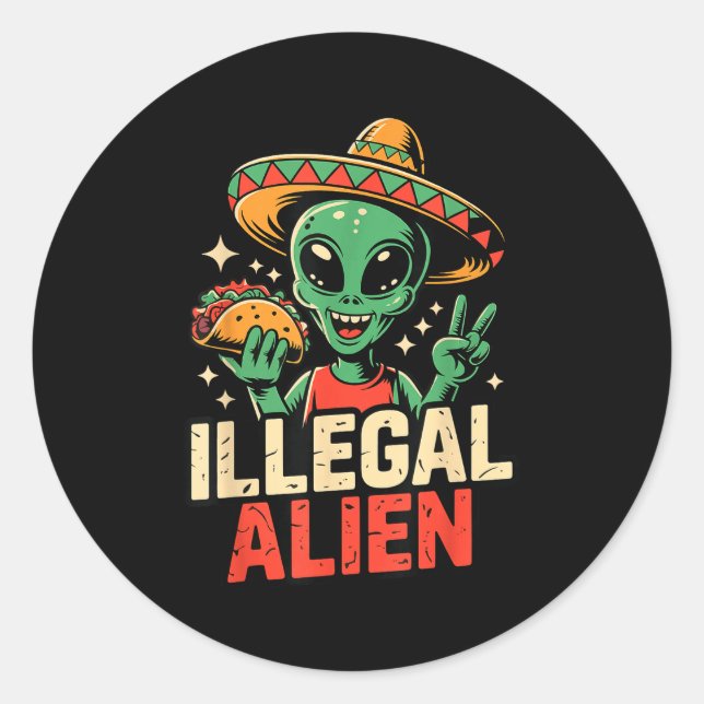 Illegal alien  classic round sticker (Front)