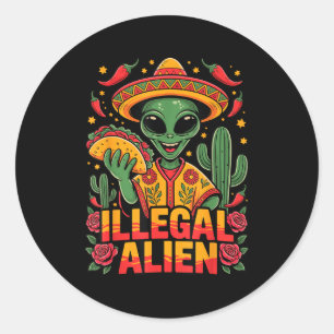 Illegal alien classic round sticker