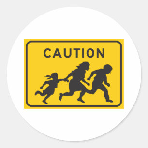 Illegal Aliens Crossing Highway Sign Classic Round Sticker