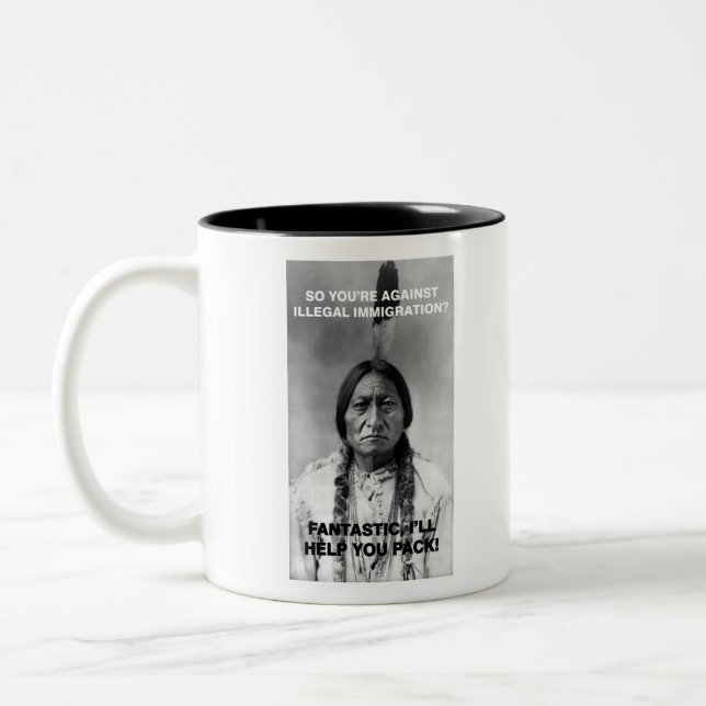 illegal immigration Two-Tone coffee mug (Left)