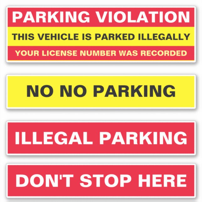 Illegal No Parking Violation Warnings and Notices  (Front)