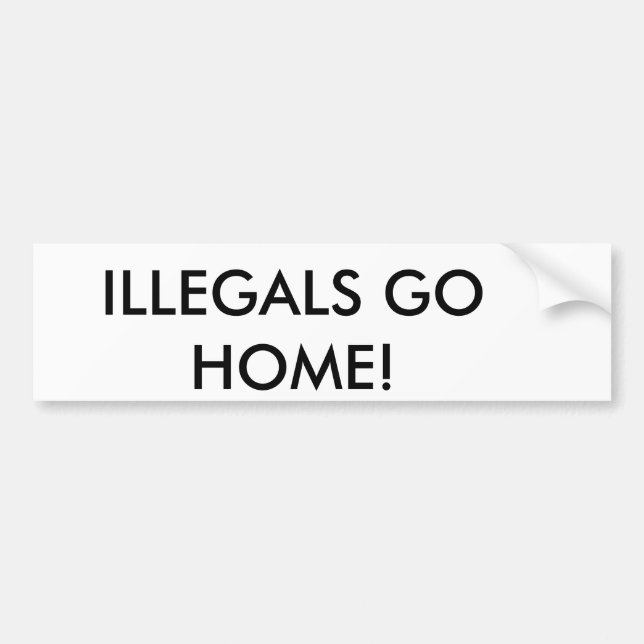 ILLEGALS GO HOME! BUMPER STICKER (Front)