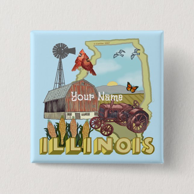 Illinois 15 Cm Square Badge (Front)