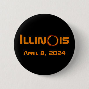 Illinois 2024 Total Solar Eclipse 6 Cm Round Badge