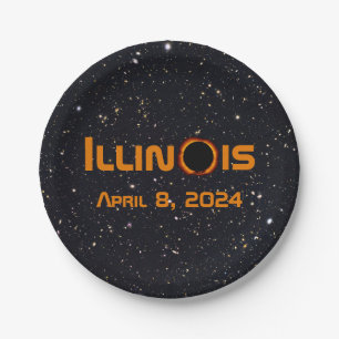 Illinois 2024 Total Solar Eclipse Paper Plate