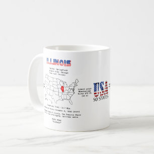 Illinois American state on a map and useful info Coffee Mug