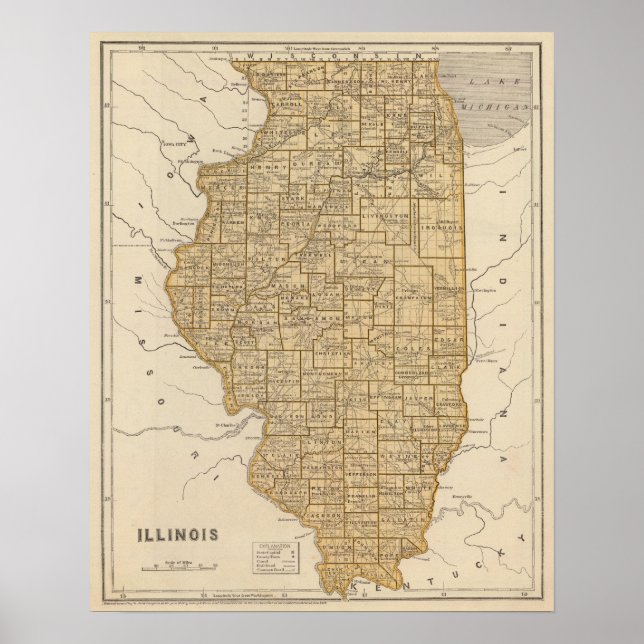 Illinois Atlas Map Poster (Front)