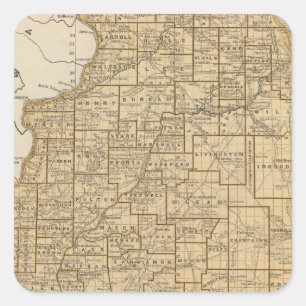 Illinois Atlas Map Square Sticker